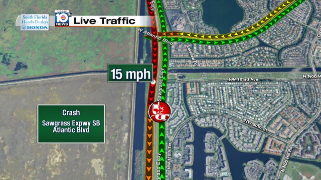 Crash on Sawgrass Expwy south of Atlantic Blvd #traffic https://t.co/Joc4ELktiM