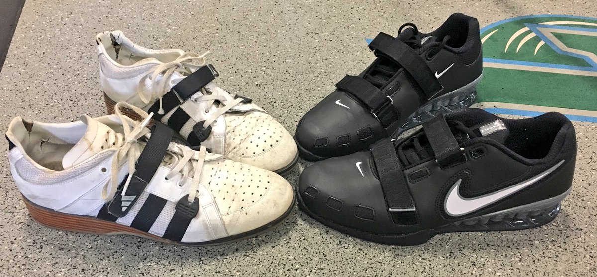 CoachKyleSpeer's tweet photo. Trading In My Adidas Adistar II For @nike Romaleos 2. The Adidas With The Solid Wood Heel Were Great. #PullBig #SquatDeep https://t.co/OLPe93QI9i
