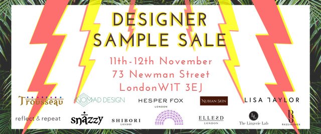 11th &amp; 12th Nov - <a href="/be_snazzy_com/">be-snazzy.com</a> 's next Designer Sample Sale in #Fitzrovia facebook.com/events/9685141… 12 designers