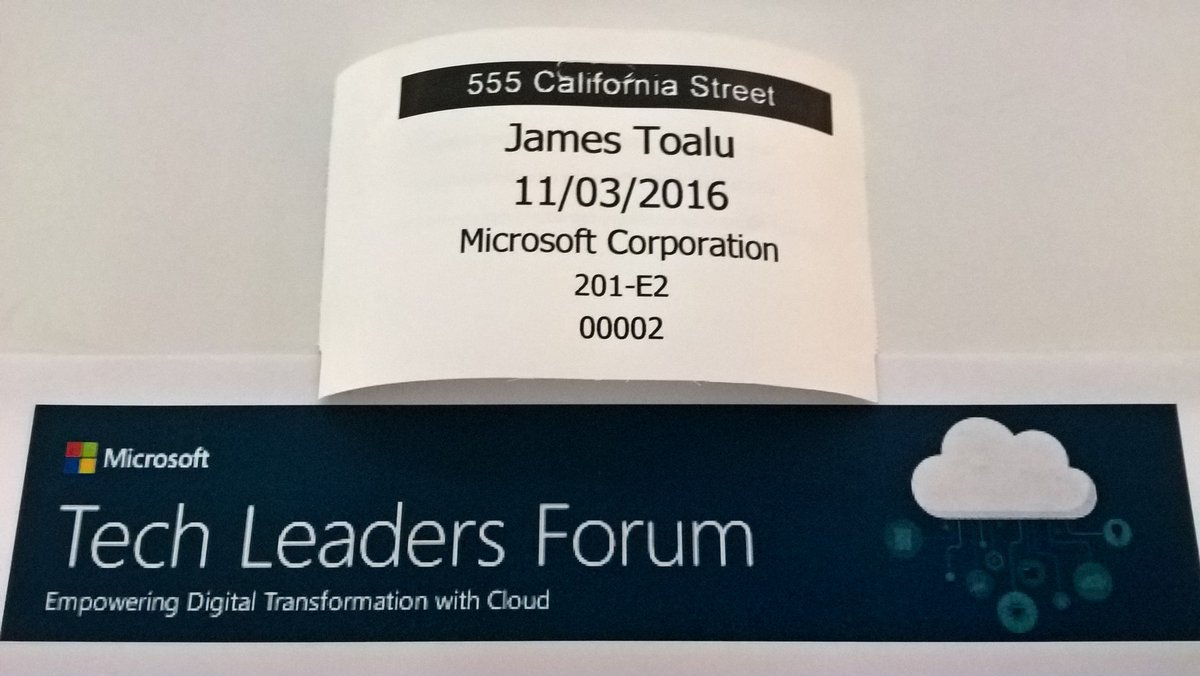 JamesToalu's tweet photo. Tech Leaders Forum at @Microsoft inside "555 Cal" (formerly known as the @BankofAmerica building) in San Francisco https://t.co/2NfKldTLIb