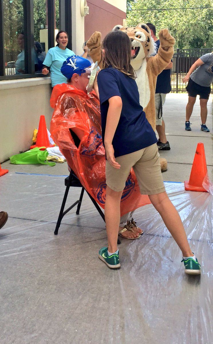Mitchellhcps's tweet photo. What better way to celebrate raising money for Mitchell than a pie in the face! #funrun2016 #bobcatshavegrit https://t.co/rrXFWMPp7b