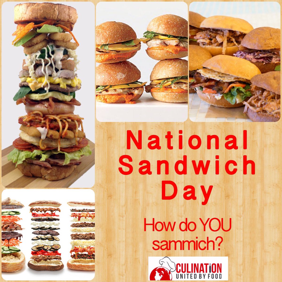 CuliNationMag's tweet photo. It's National Sandwich Day! How do YOU sammich? #Culination#UnitedByFood #CulinationMagazine #FoodHoliday #Food #Sandwich #Sammich https://t.co/Vm8IjZPnHB