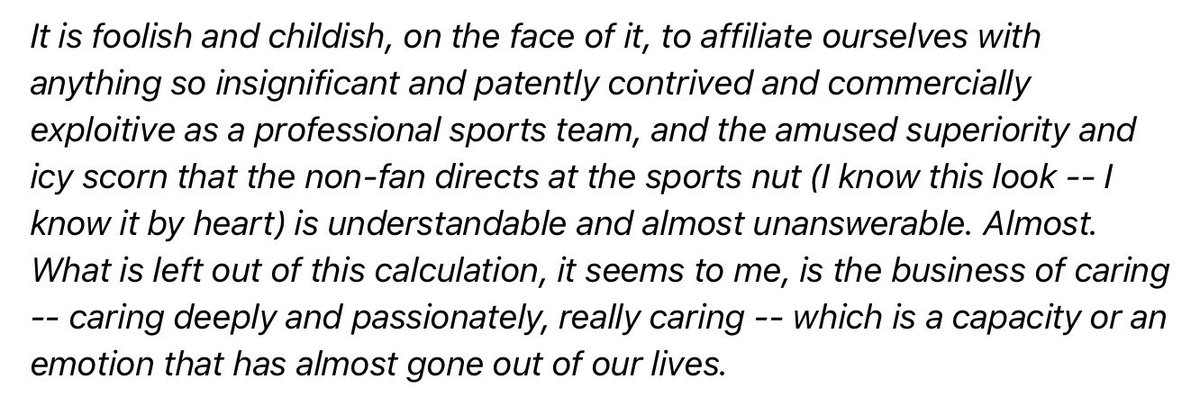 KVanValkenburg's tweet photo. Seems a good morning to re-read Roger Angell on the business of caring about sports, and why it's not so foolish after all. https://t.co/IxJF06JqgU