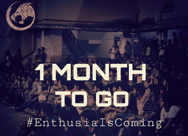enthusiavjti's tweet photo. The Countdown has begun!!
We are just one month away from the start of #VJTI #Enthusia!! 😁
#EnthusiaIsComing #GoEnthu https://t.co/YFsT206YeM
