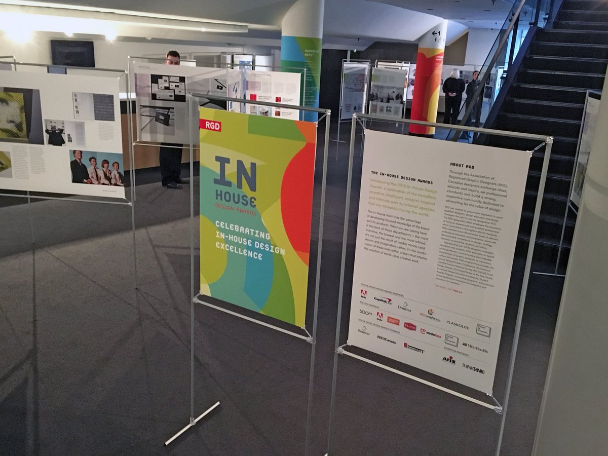 AFIXDisplays's tweet photo. Sneak pic of the RGD In-house Design Awards Exhibit. Check it out at the St Lawrence center during #RGDDT. AFIX is the proud display sponsor https://t.co/6oY7FizhRJ