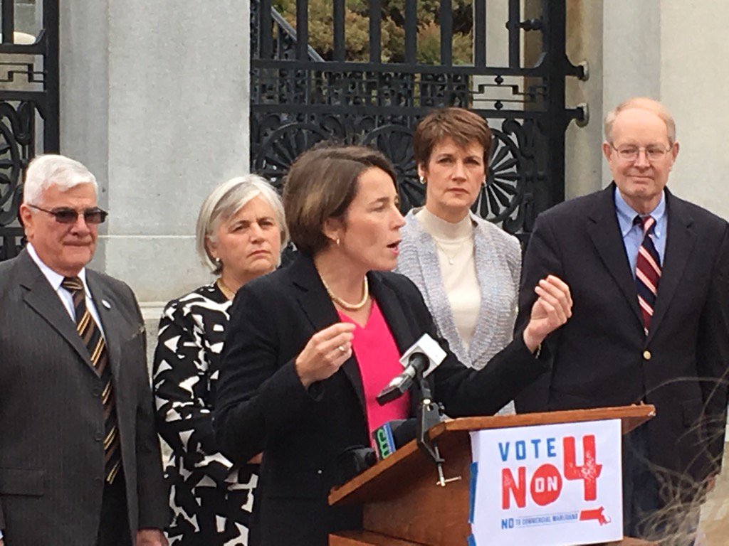 MAHealthHosp's tweet photo. MHA Prez&amp;CEO Lynn Nicholas &amp; other state healthcare leaders  join AG Maura Healey, legislators urging NO on 4. https://t.co/NqkJ9auzTa