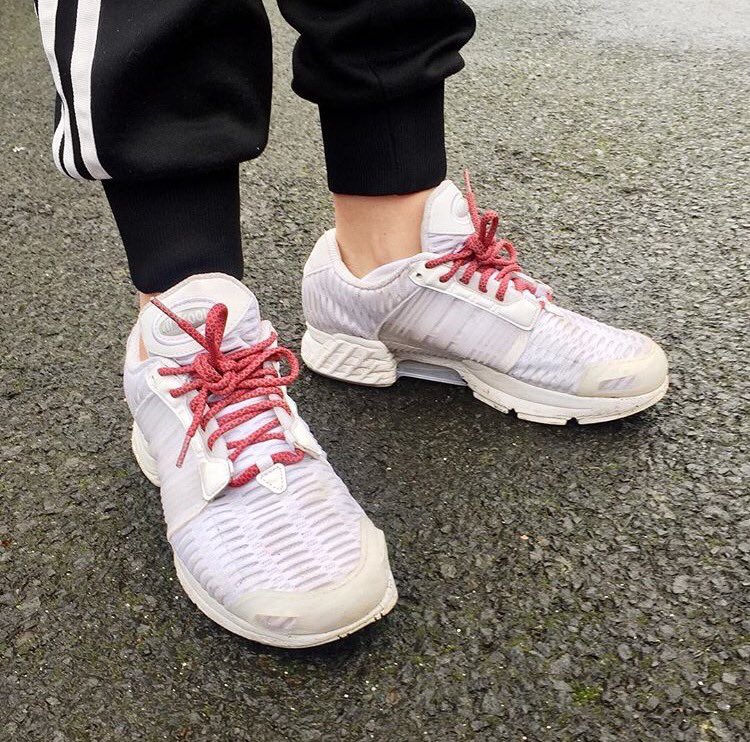 BlackElephantLC's tweet photo. Brighten this rainy day with a pair of Red &amp; Grey 3M Black Elephant rope laces with White Adidas Climacool 1s. #laces #ropelaces #3M #adidas https://t.co/Vr9fJGmSro