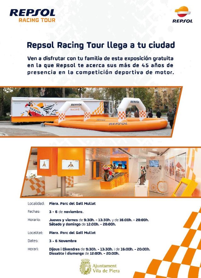 Avui i fins diumenge al #GallMullat arriba el #RepsolRacingTour on veuras l'historia del motor de competició. Consulta els horaris i vine!