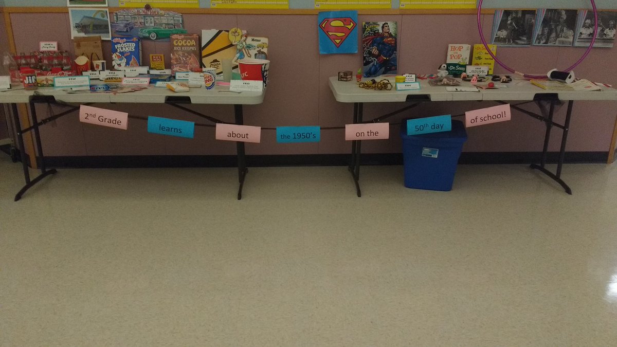 On the 50th day of school, second grade hosts a sock hop and 50s mini museum in the great hall! #aisdproud