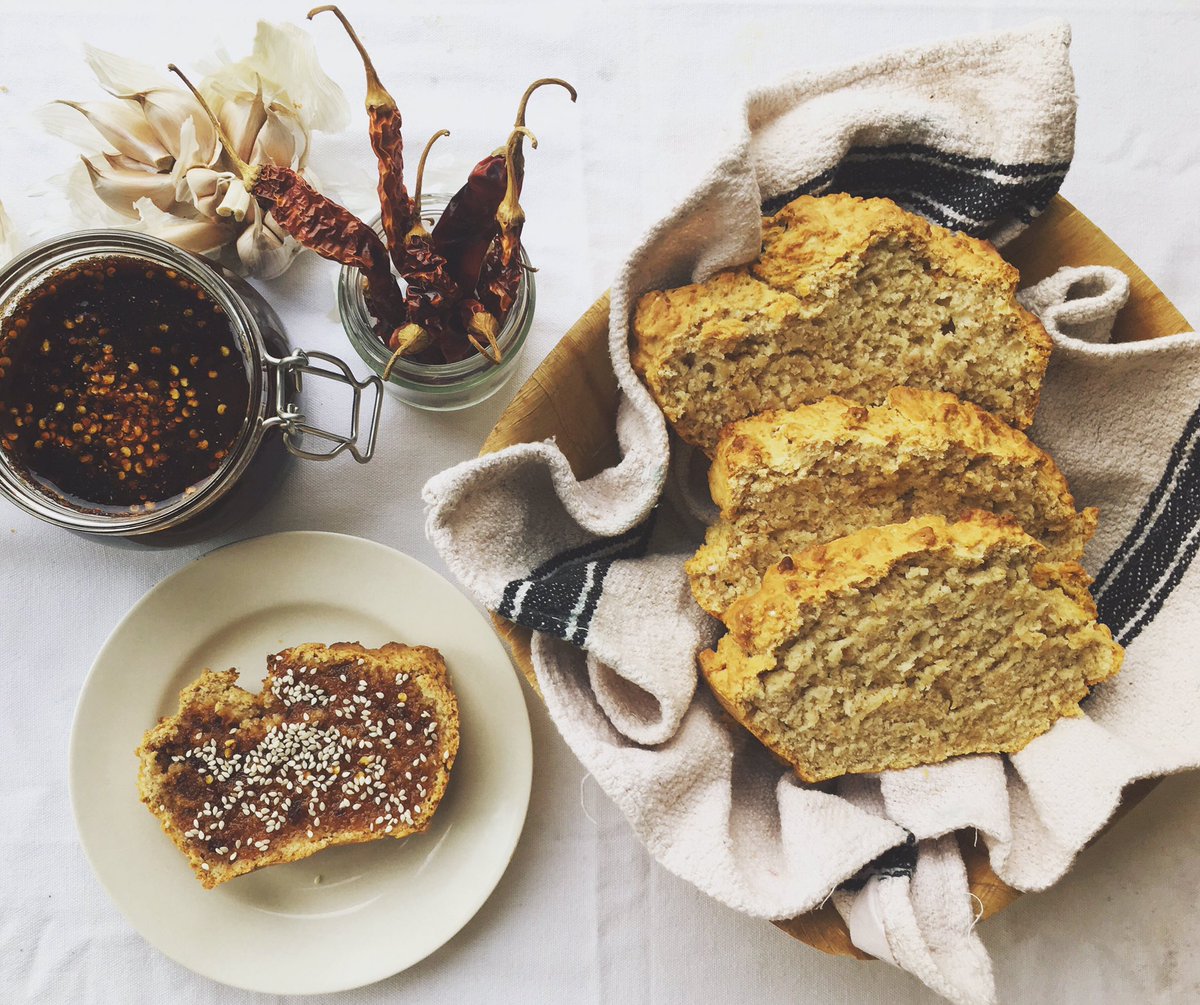 Today's pop up supper club prep...vegan sour beer bread with ancho chilli and smoked garlic jam 📸 and food @daniblackbear
