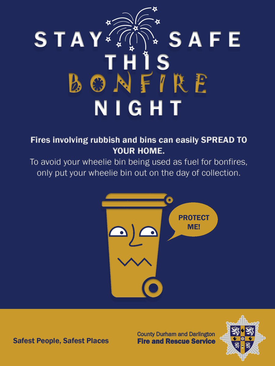 CDDFRS's tweet photo. Remember, remember to keep your bin secure &amp; out of sight to avoid a disaster this #BonfireNight #safetytips https://t.co/yPnU9Iez2P