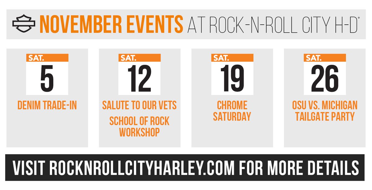 Upcoming events at <a href="/RockNRollCityHD/">Rock-N-Roll City H-D</a> #harleydavidson
