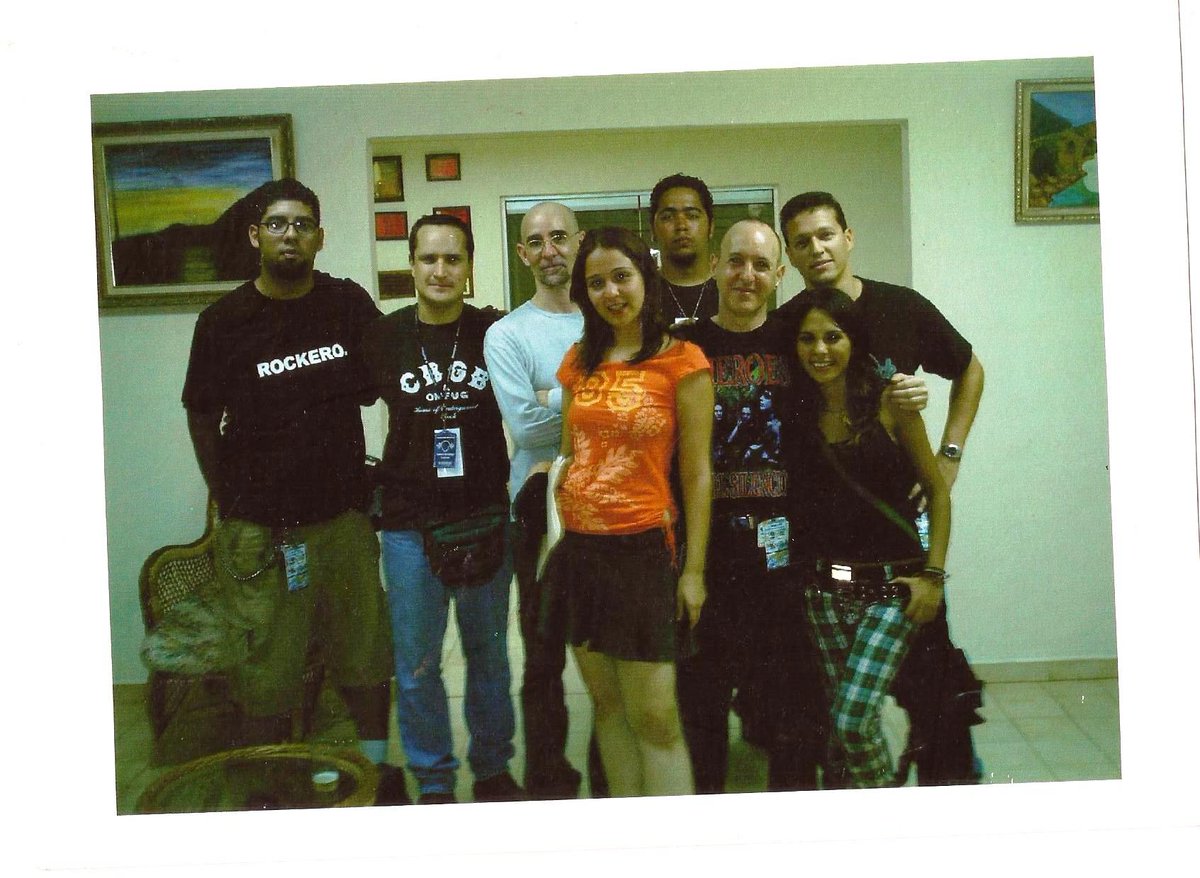LAMEGA995's tweet photo. Luigi D Angelo junto a Tania, en el 2006, con el Jurado del Festival Nuevas Bandas junto a Felix Allueva (franela blanca), en Punto Fijo. https://t.co/ABNGlzNkSO