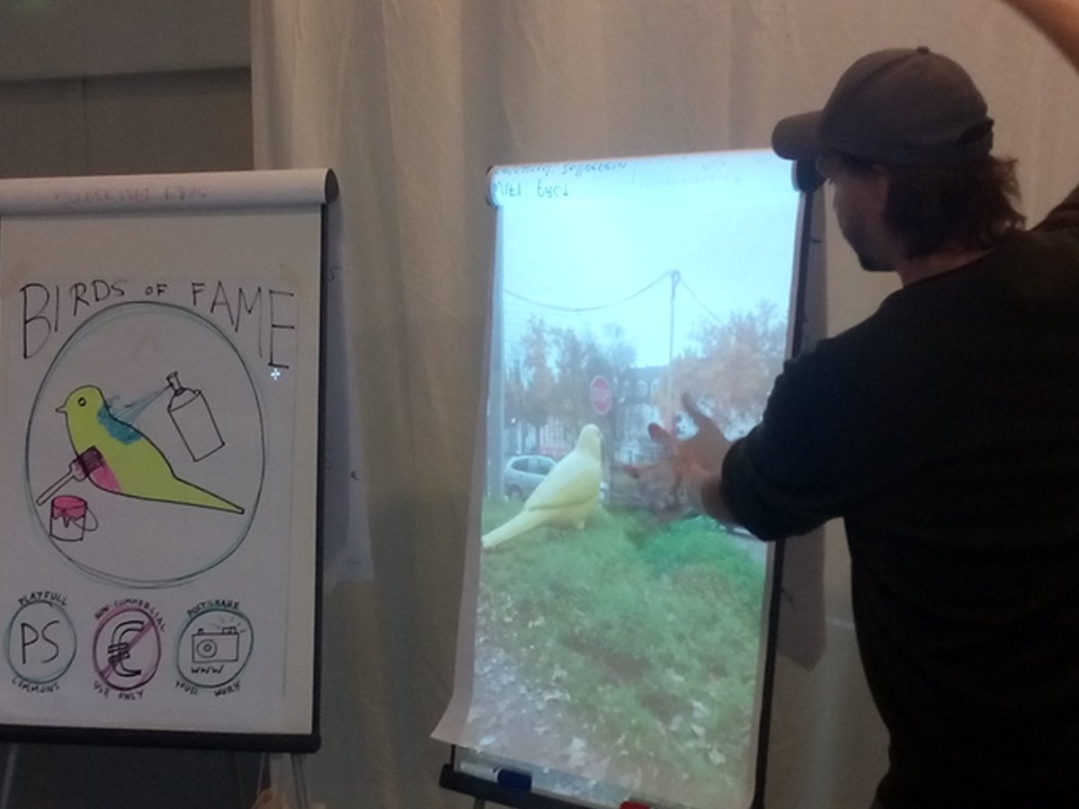 SteinPflaster's tweet photo. Playtesting the location based #playfullcommons signs we created at the Workshop at @PACTZollverein https://t.co/3sC6IMGsIC