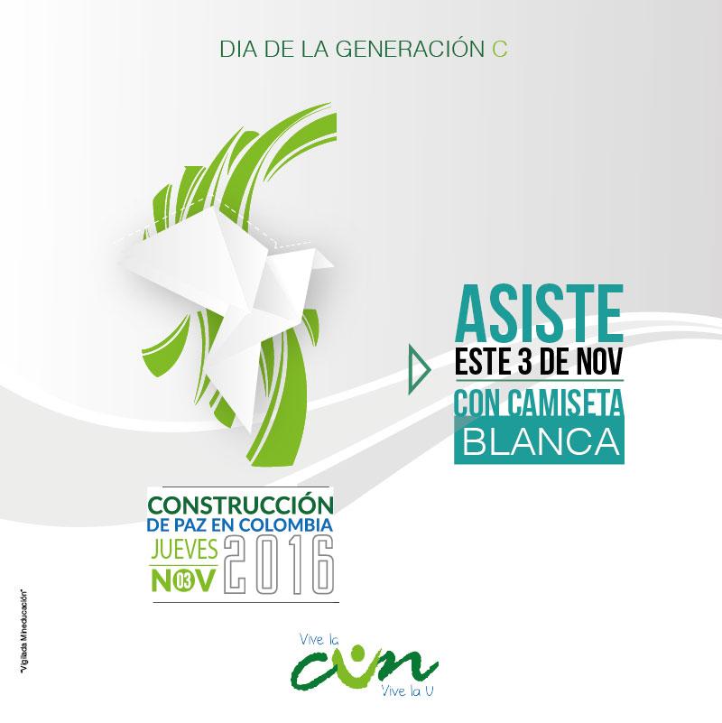 CUN_Huila's tweet photo. Hoy asiste con camiseta blanca en el Día de la Generación C. Para la construcción de la Paz. Te esperamos

#ViveLaCUN https://t.co/WDCL8DkvTZ