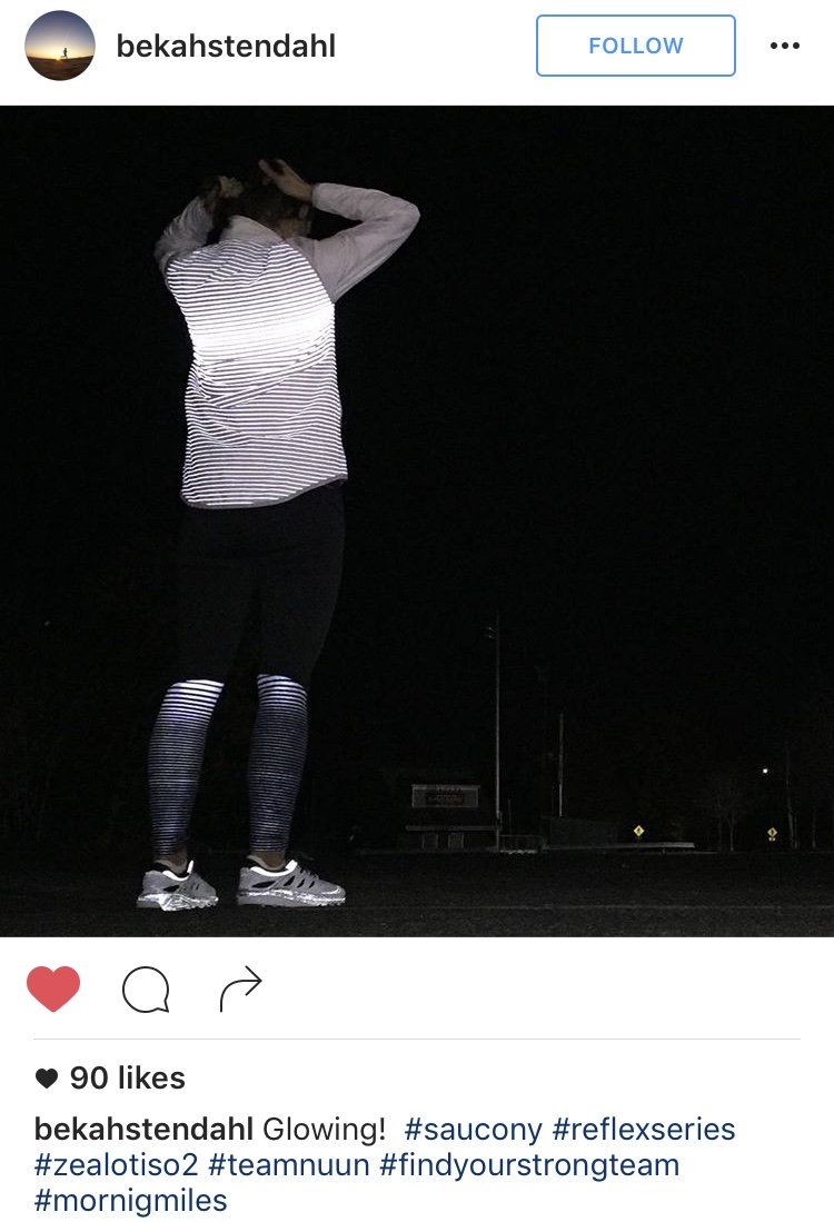 Check out our friend Bekah rocking the <a href="/saucony/">Saucony</a> #reflex collection and crushing the visibility game! #seeandbeseen #NRSM #runningsafetymonth