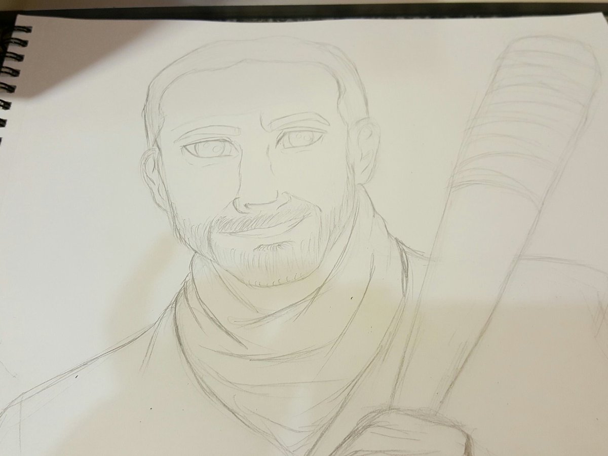 downing_harley's tweet photo. First tweet! Some fan art I'm  Trying to do. #negan #whyamilikethis #fanart #WIP #sketchbook https://t.co/Nji3MymRfG