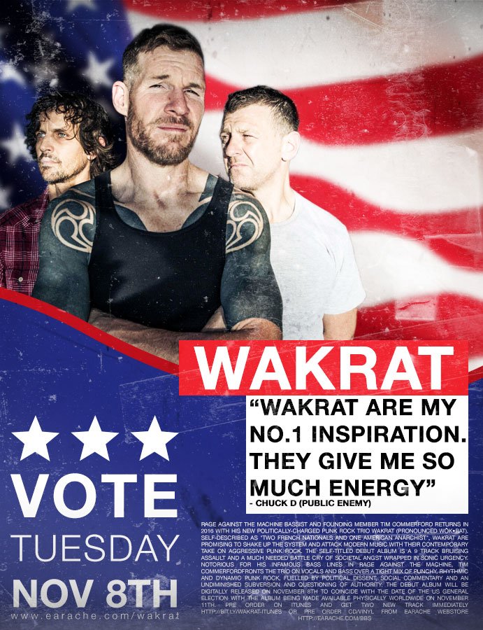 EaracheRecords's tweet photo. *VOTE WAKRAT* https://t.co/l0E0hFYe59 #ElectionDay @RepublicWakrat @Wakrat @MrChuckD @RATM #MakeAmericaRageAgain #TimmyC #NobodyForPresident https://t.co/C3i0twg5Os