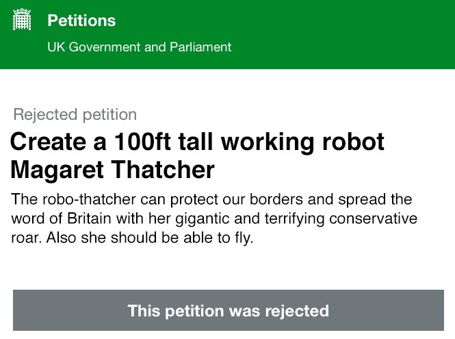 TechnicallyRon's tweet image. The rejected petitions on the UK government website are amazing