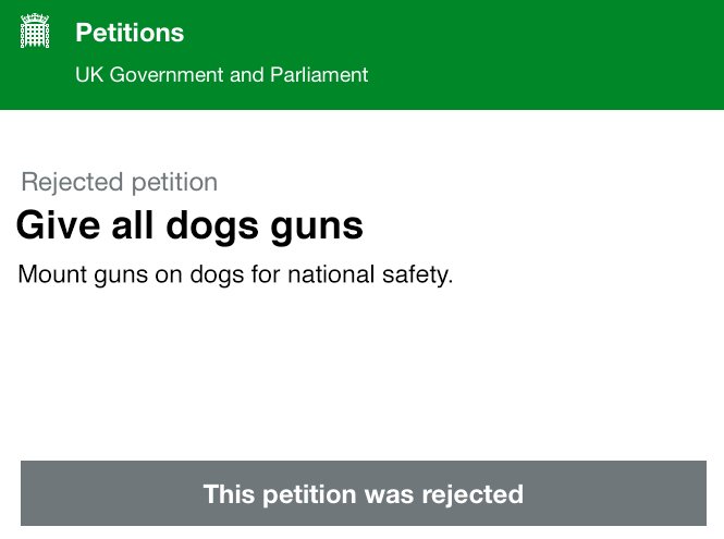 TechnicallyRon's tweet image. The rejected petitions on the UK government website are amazing