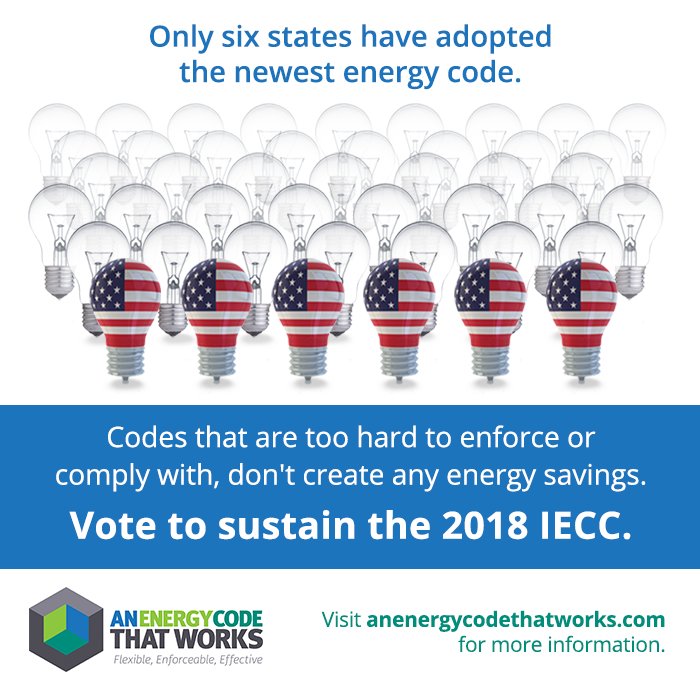 CodeThatWorks's tweet image. Vote online for a 2018 IECC that is flexible, enforceable, and effective! Visit anenergycodethatworks.com to learn more about the ERI!