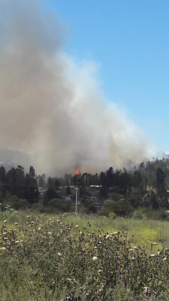 AHORA: Bomberos confirma que 5 casas se han consumido por incendio en el Fuerte Aguayo en Concón. Ruta 64 cortada en ambos sentidos.