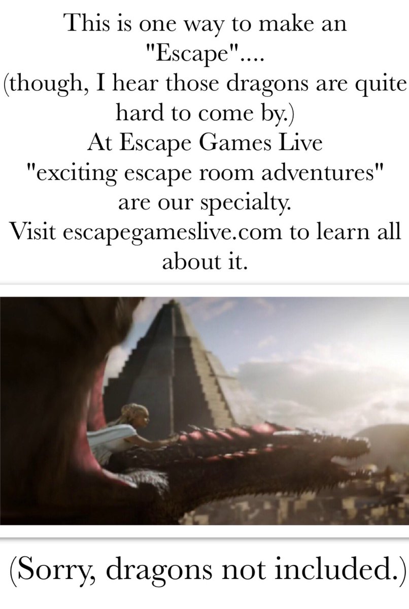 EGLemoyne's tweet photo. #escapegameslivelemoyne #got #danyandherdragons #dragonescape #escapegames #escaperooms #likeandfollow #GameofThrones7 #iloveescaperooms https://t.co/nmotd3Oh9S