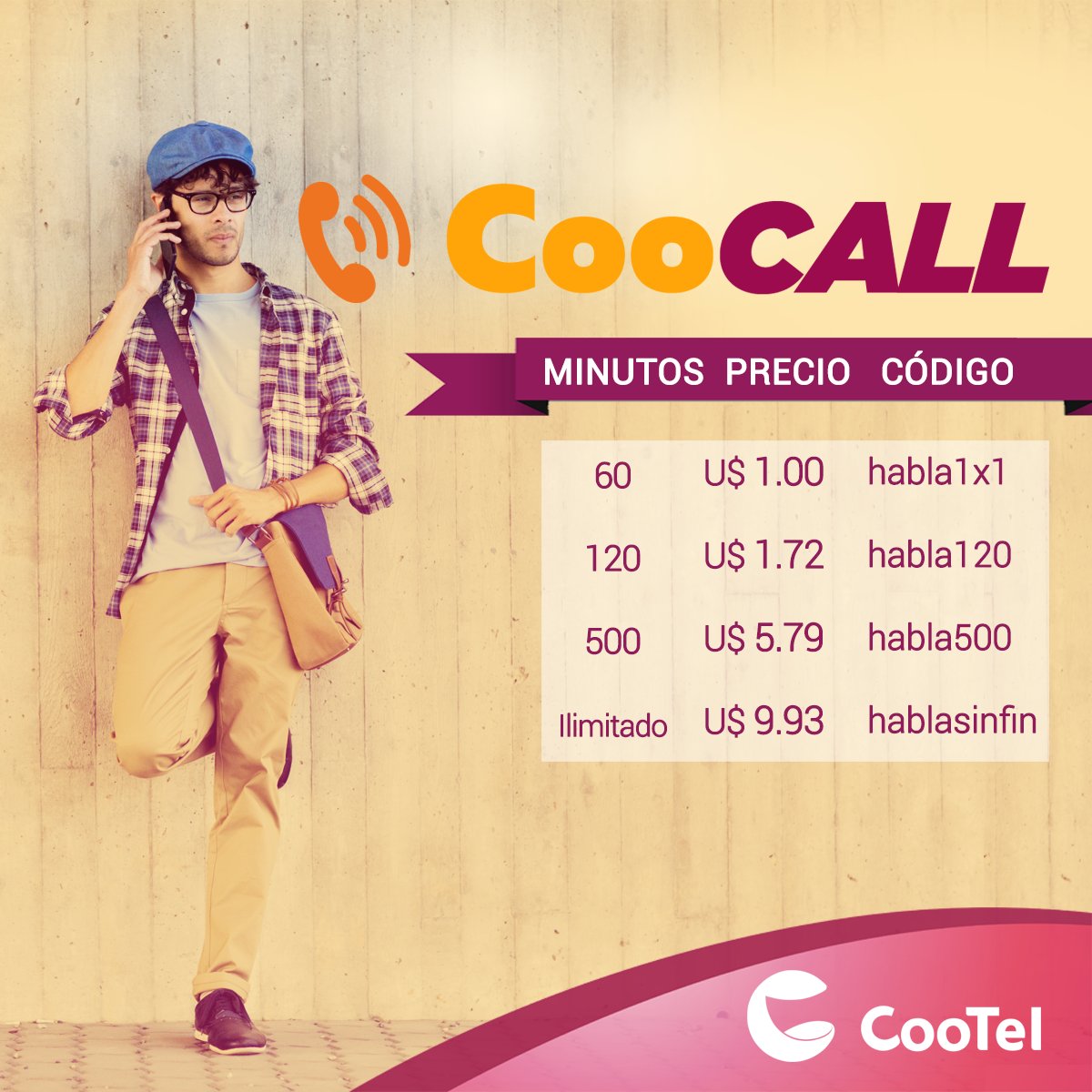 CooTelNi's tweet photo. Llama a tus contactos por menos de $1, todos los paquetes #CooCall incluyen minutos a otras operadoras.
Ver más en https://t.co/nltpCxMlot https://t.co/aVVcpDT2Gb