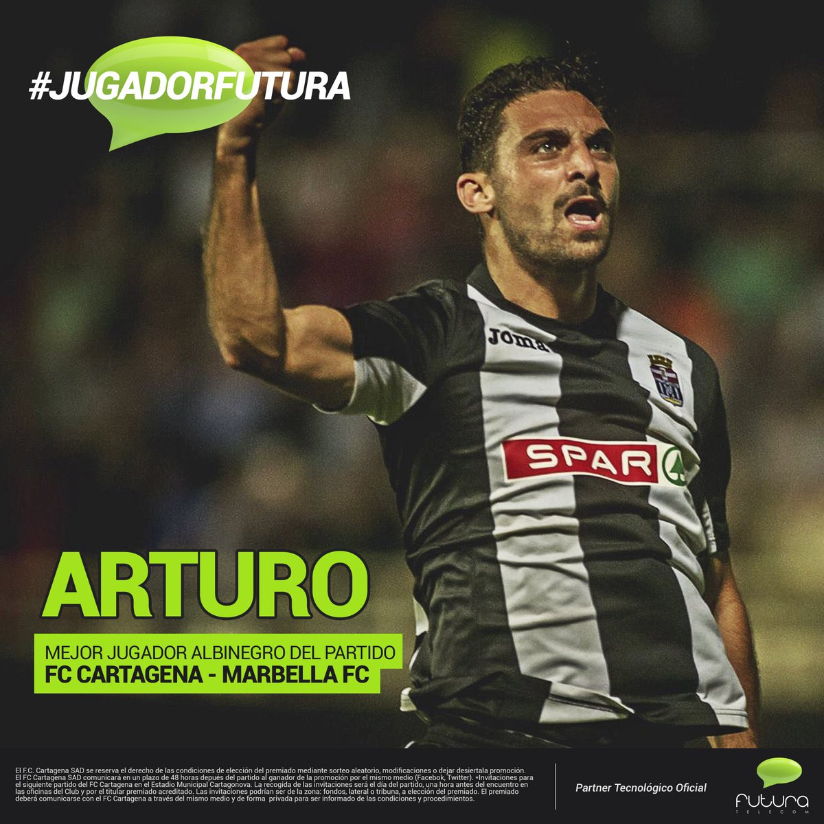 FCCartagena_efs's tweet photo. FUTURA | El cartagenero @arturo257, elegido el mejor del partido contra el Marbella #JugadorFutura @Futuratelecom1 https://t.co/aeOuwtgLXp https://t.co/1KhJW2cHo4