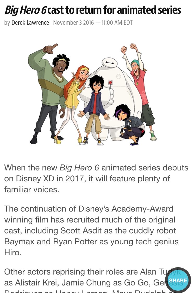 teamjamiedaily's tweet photo. It's official! π± @Disney has announced that @jamiechung1 will return as Go Go Tomago in the upcoming #BigHero6Series! #QueenJamie. π https://t.co/4xKZIvswrD