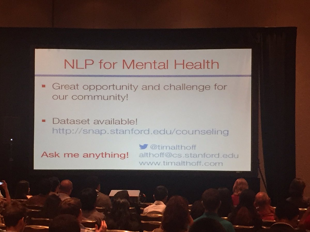 gideonmann's tweet image. Data set of counseling conversations available. Phenomenal paper @timalthoff ! #emnlp2016 #d4gx