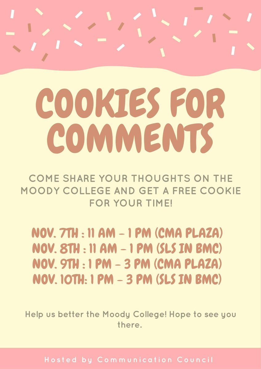 UTCommCouncil's tweet image. A fun opportunity next week! 🍪