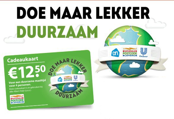 #Doemaarlekkerduurzaam Heeft u de kaart ontvangen, maar doet u er niets mee? Wij zijn er heel blij mee! #Duurzaam #eten