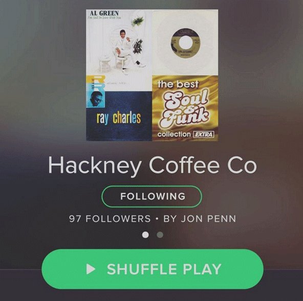 thehackneyco's tweet photo. Wondering what funky tunes we play? You can now follow us on Spotify https://t.co/vqYZcdA7PV  #hackneycoffee https://t.co/Lj1EgKhcwM