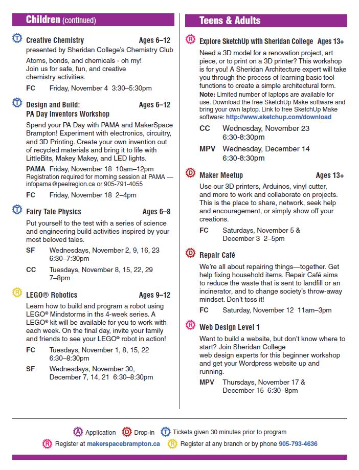 invest_brampton's tweet image. Check out the #MakerSpaceBrampton Programs and Workshop Schedule for November and December ow.ly/nD9r305Pebb