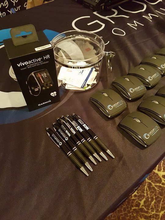 GroupEliteComm's tweet photo. We are giving away wireless computer mice, USBs, pens and we have a raffle for a smart watch! #gtacc2016 https://t.co/8b2ByCOyXq