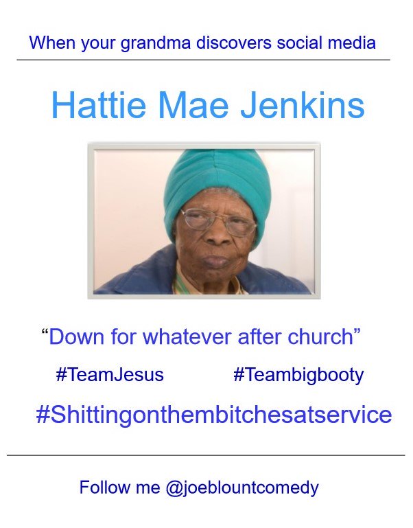 joeblountcomedy's tweet photo. When your grandma discovers social media https://t.co/vQN7mmOEEY