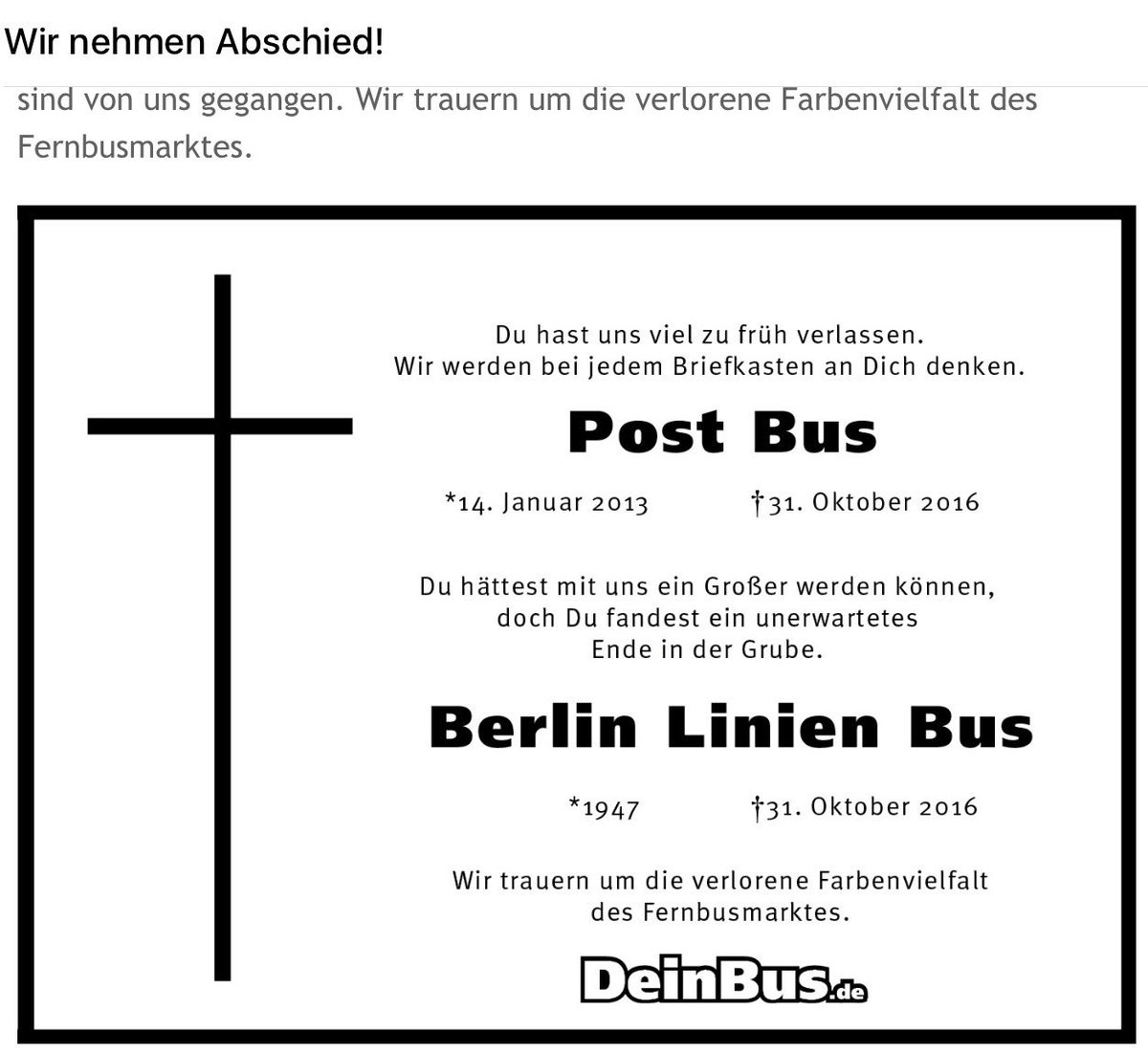 GeorgAlbrecht1's tweet image. 😔 @DeinBus
#RIP #Postbus #BerlinLinienBus #Fernbus