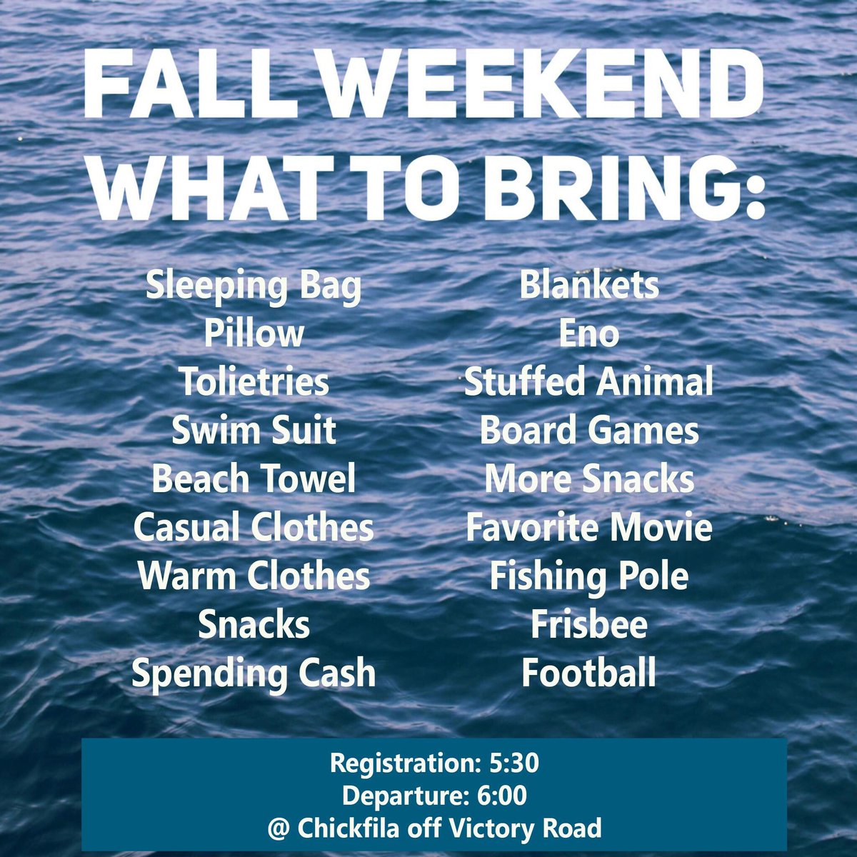 MenchvilleYL's tweet photo. Here's what you need to bring for the best weekend of your life: https://t.co/Dv5377Afud