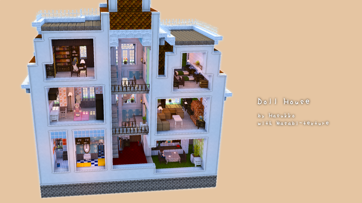 はすっこ わさびさんのテクスチャでつくりました ヾ D ﾉ 家具かわええ マイクラドールハウス Minecraft建築コミュ
