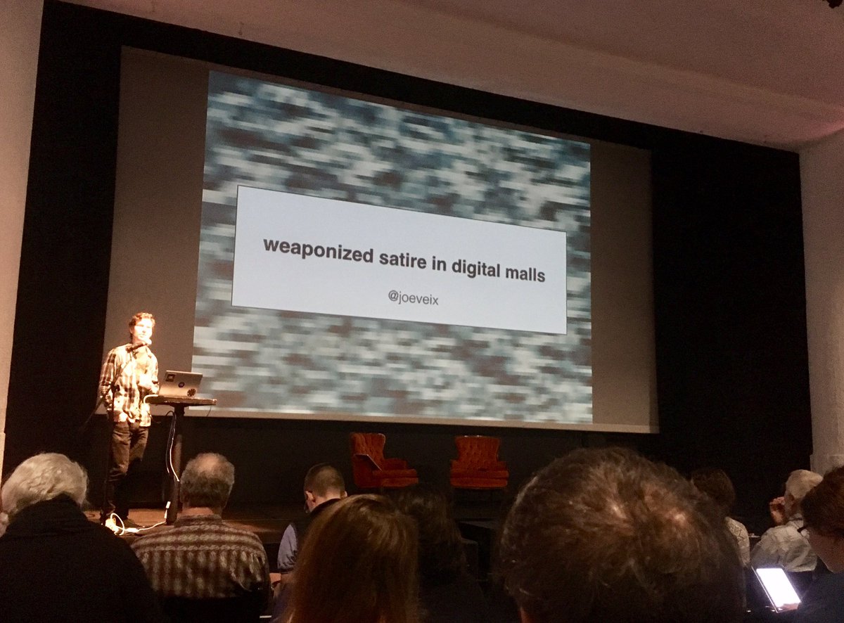 sheeilzz's tweet photo. "satire is like a crowbar for social change" telling small stories at #booksinbrowsers #grayarea #swissnex #scicomm @swissnexSF https://t.co/qUlxB4dU1U
