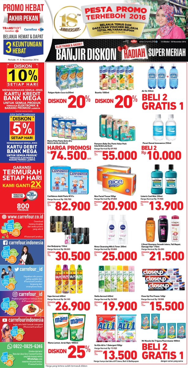 Transmart_IND's tweet photo. TURUN HARGA s.d 50% di mulai! Extra 10% utk KK Bank Mega atau 5% utk kartu debitnya. Promo Transmart Carrefour, klik https://t.co/BweMU7Kwwk https://t.co/NaEVDNslEp