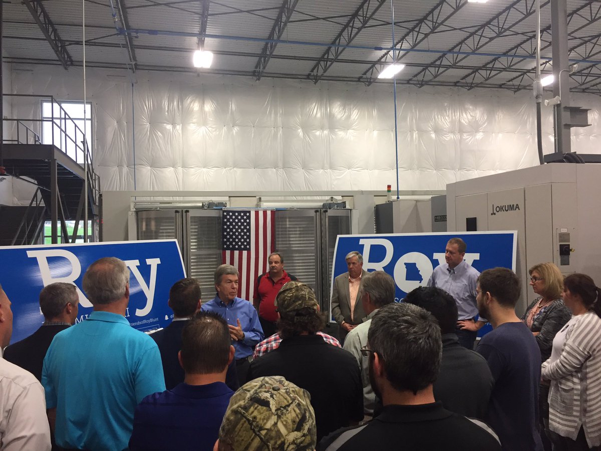 AlMeyer19's tweet photo. The #MoreJobsLessGov tour brought us to R&S Machining here in #STL where they supply aerospace parts for companies all across the US #MOSEN https://t.co/JgQlv1u3jn