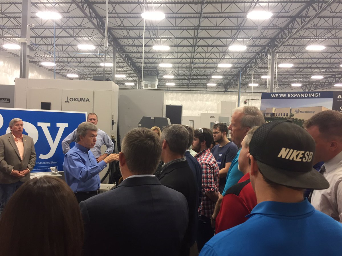 AlMeyer19's tweet photo. The #MoreJobsLessGov tour brought us to R&S Machining here in #STL where they supply aerospace parts for companies all across the US #MOSEN https://t.co/JgQlv1u3jn