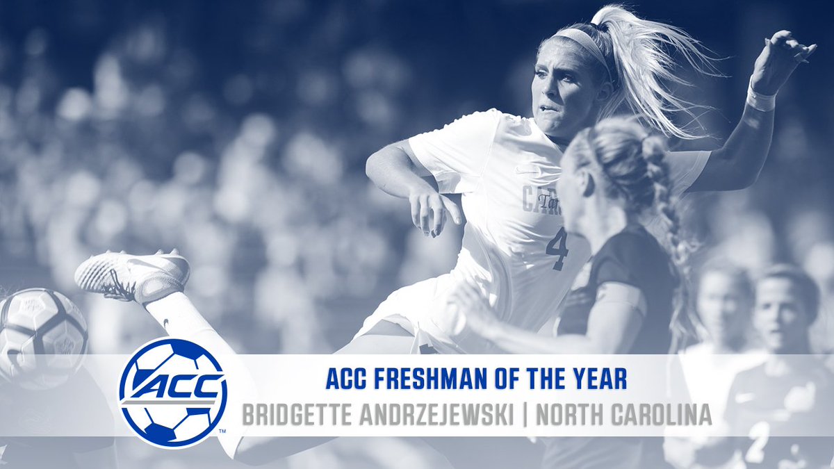 ACCWSoccer's tweet image. . @ncwomenssoccer Bridgette Andrzejewski is the 2016 #ACCWSoccer Freshman of the Year.