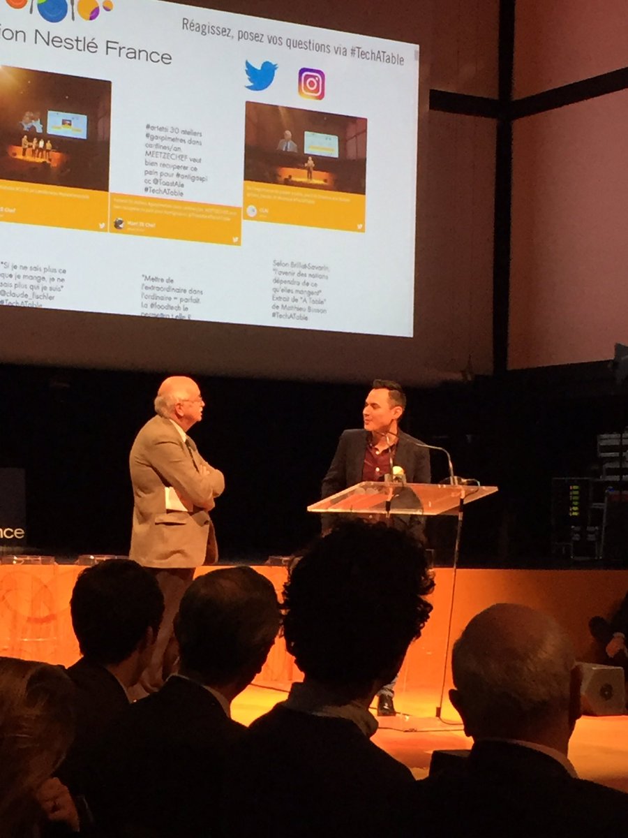 MenubyMenu's tweet photo. Éric Orsenna et @hervecuisine #nidsdor #TechATable @Fond_Nestle_Fr https://t.co/JwmP47Wktm