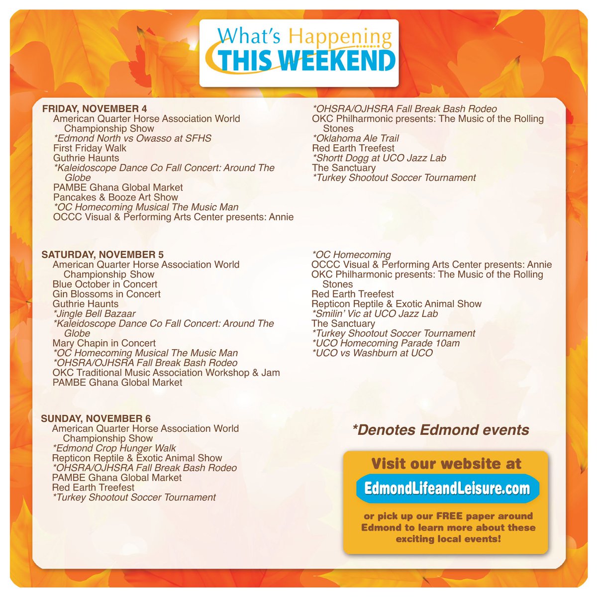What's happening around #Edmond and #OKC this weekend? Pick up our free paper or visit bit.ly/2fgPtQE to learn more!
