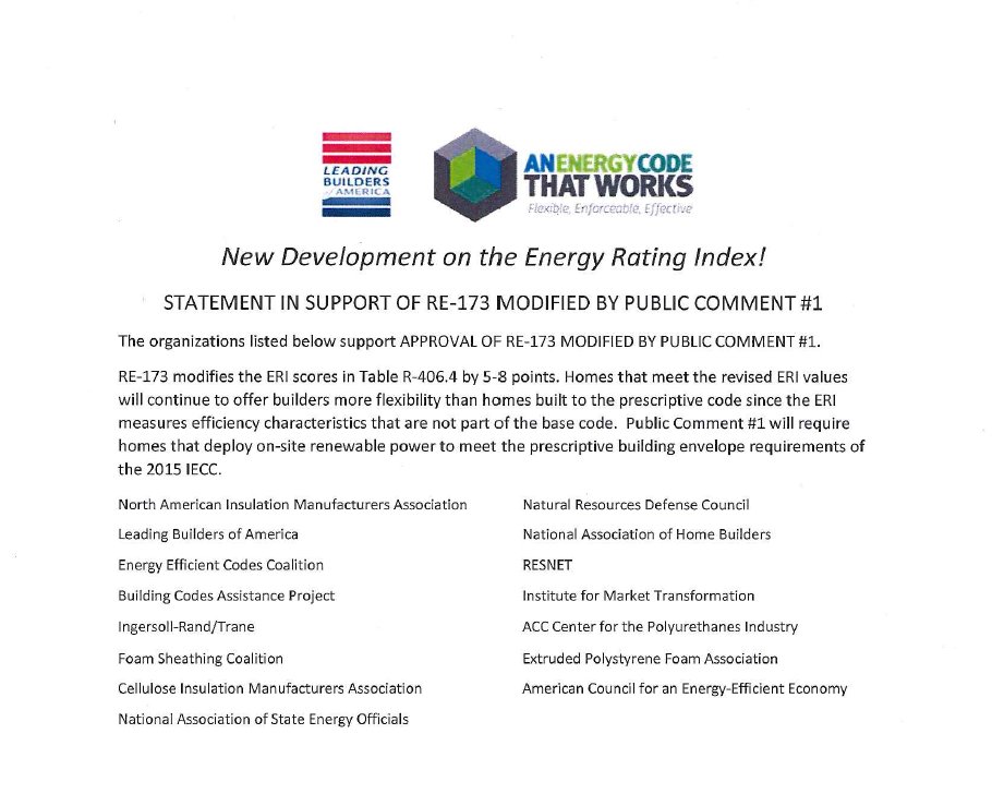 CodeThatWorks's tweet image. NASEO supports proposal RE 173! See Statement of Support below! Visit anenergycodethatworks.com for more info on the ERI! #energyefficiency
