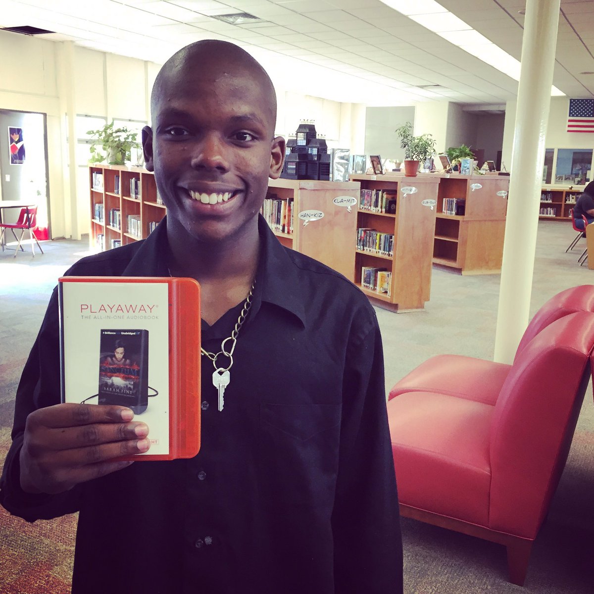mrssextonreads's tweet photo. Sanctum, by #sarahfine , was so good, he had to check out Fallen Angels, by #walterdeanmyers :) #YAlit #audiobooks #readingmatters https://t.co/0CDM1sEPWa