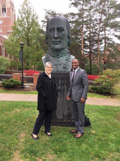 spelmanjohnson's tweet photo. Valerie Szymkowicz and @drobsearch10 had a great visit with the stakeholders at @JohnCarrollU this week! #spelmanjohnson #careerservices https://t.co/BHRiwrHth9